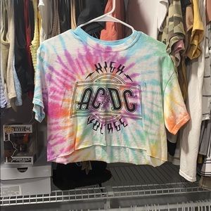 Tie dye AC/DC crop top
